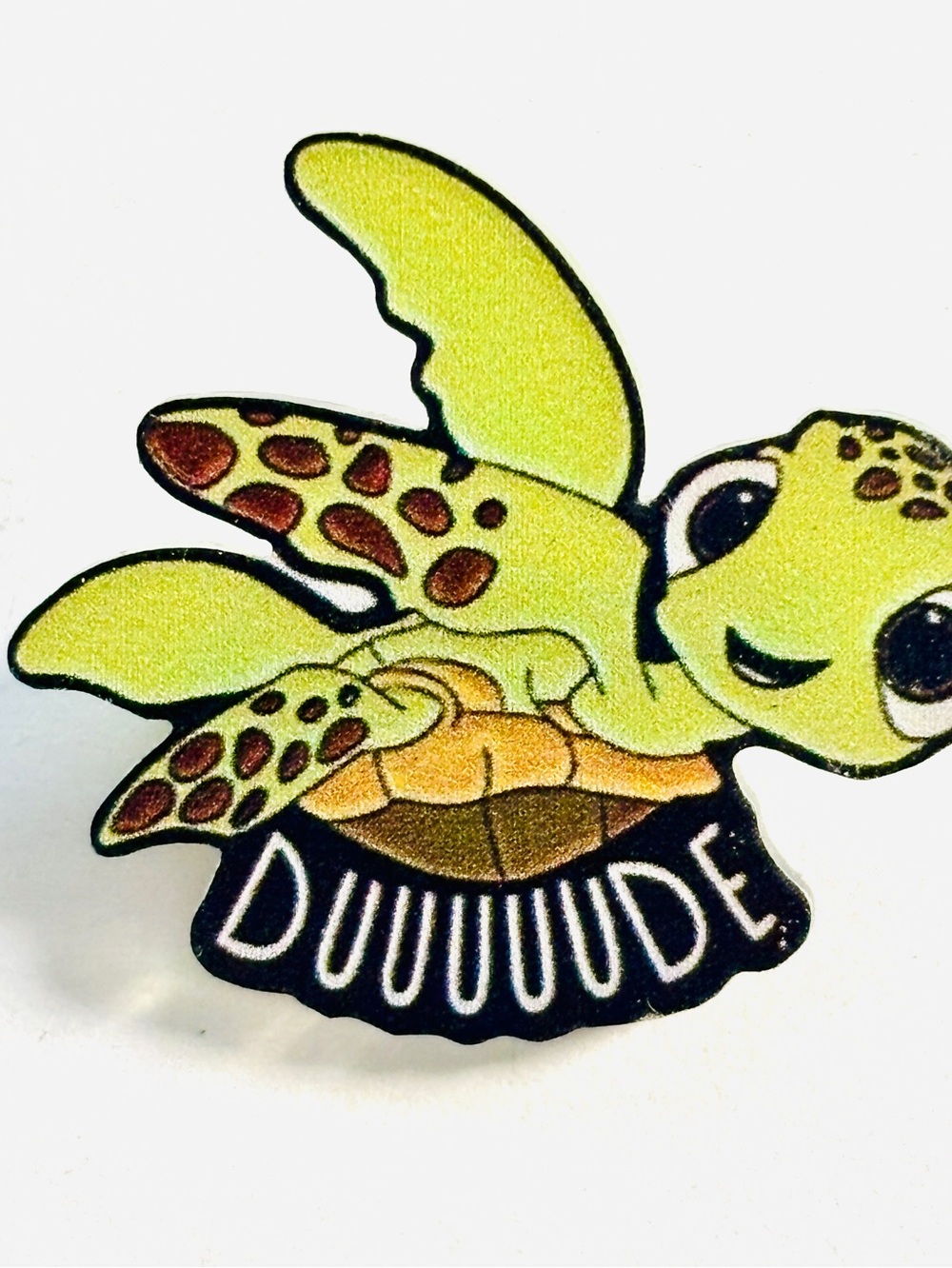 Duuuude Turtle Acrylic Unisex Brooch, NWT